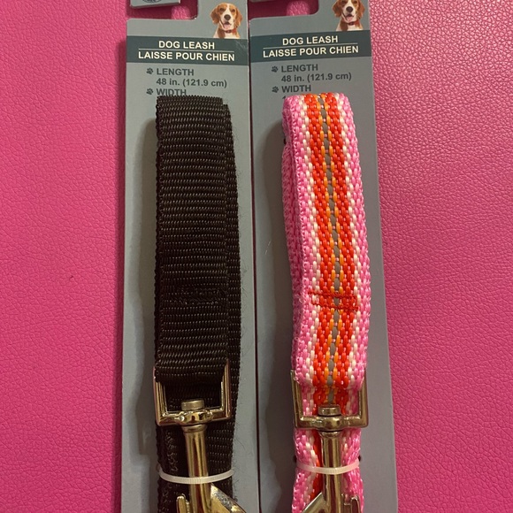 XL pink and black dog leash. Length 48 inch (121.9cm) width 1.0in (2.5 cm) - Picture 2 of 2